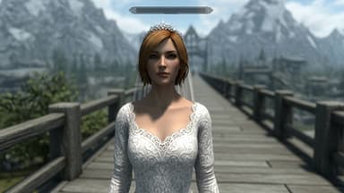 A skyrim NPC in a wedding dress. 